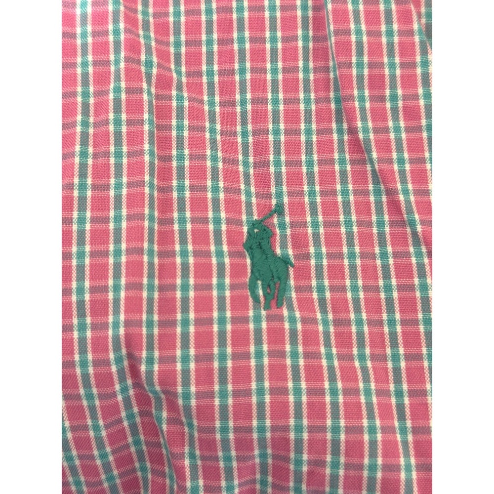 Ralph Lauren Button Up Shirt Men Pink Green Plaid Classic Fit Coastal 16.5 34/35 - Picture 3 of 6